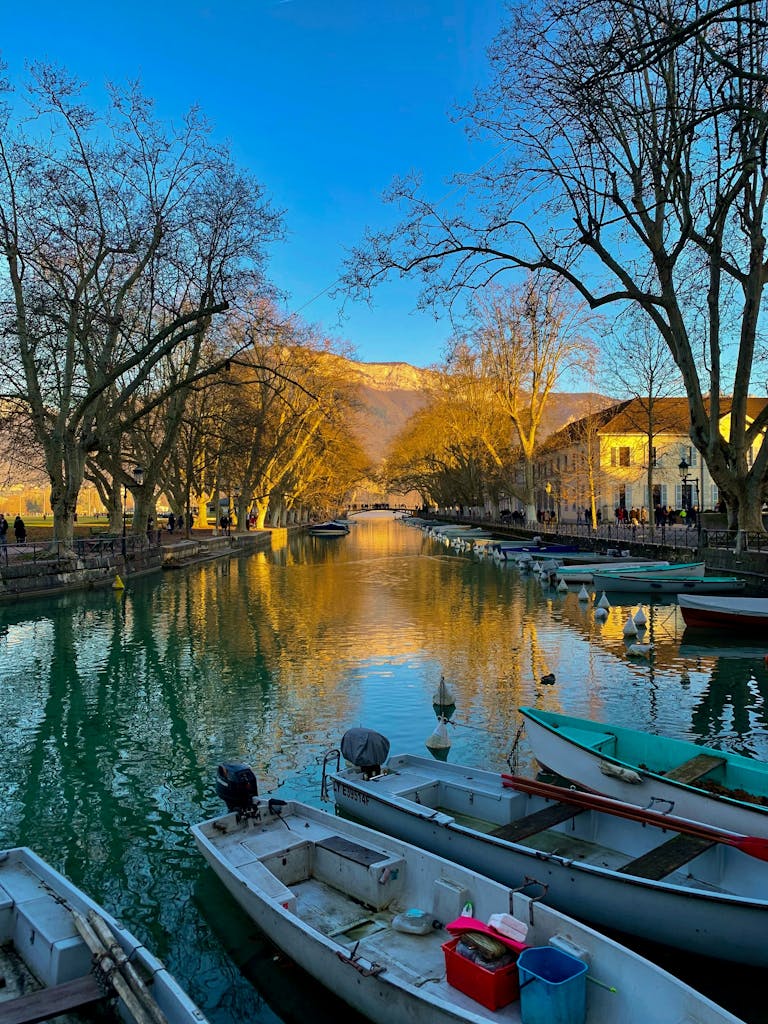 Boats on Canal in Annecy, France